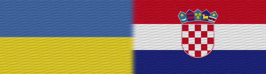 Croatia and Ukraine Fabric Texture Flag – 3D Illustration