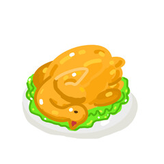 Illustration Boiled Chicken on background.