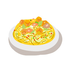 Illustration Noodle on white background.