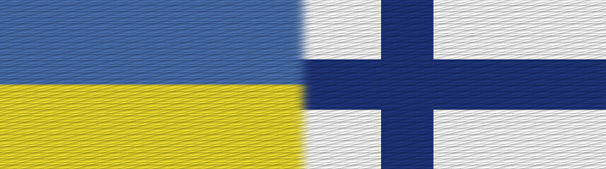 Finland and Ukraine Fabric Texture Flag – 3D Illustration