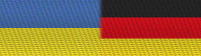 Germany and Ukraine Fabric Texture Flag – 3D Illustration