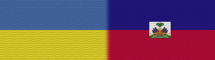 Haiti and Ukraine Fabric Texture Flag – 3D Illustration