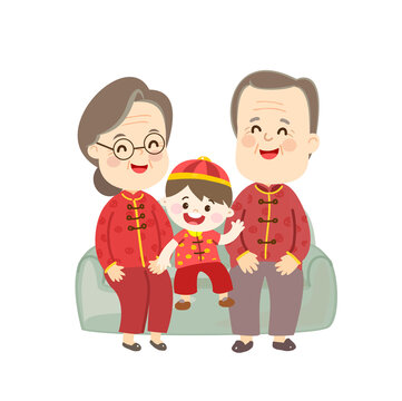 Cartoon Chinese family character.