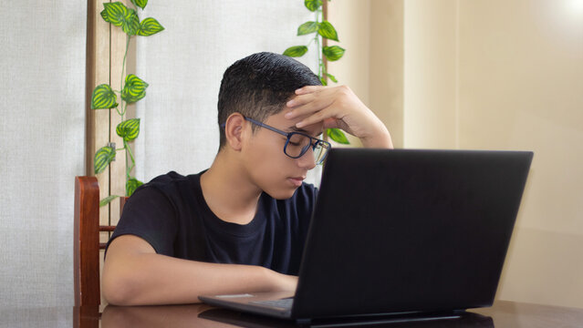 Frustrated And Stressed Boy From Virtual Classes