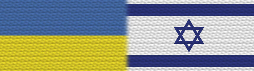 Israel and Ukraine Fabric Texture Flag – 3D Illustration
