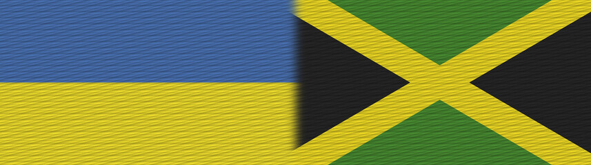 Jamaica and Ukraine Fabric Texture Flag – 3D Illustration