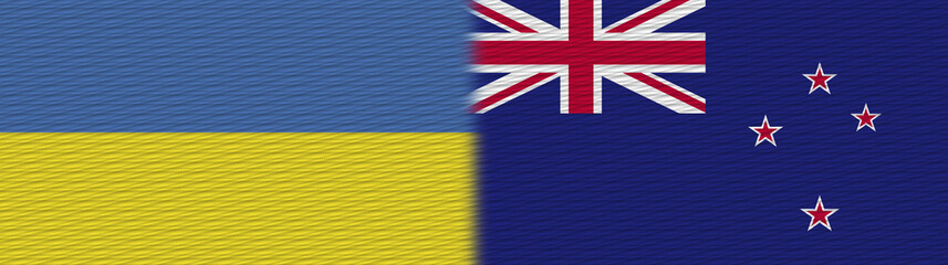 New Zealand and Ukraine Fabric Texture Flag – 3D Illustration