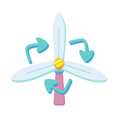 Isolated wind power animated clean energy vector illustration