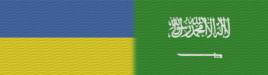 Saudi Arabia and Ukraine Fabric Texture Flag – 3D Illustration