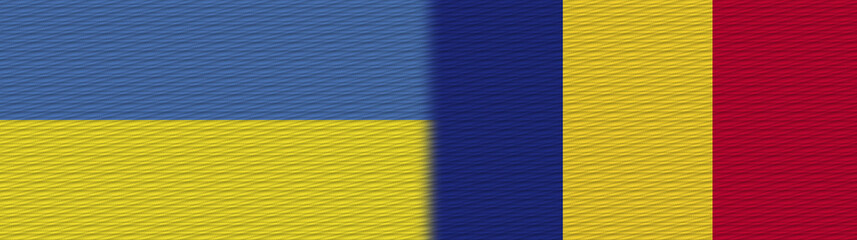 Romania and Ukraine Fabric Texture Flag – 3D Illustration