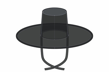 Gat. A gat is the name of Korean traditional hat worn by men along with hanbok (Korean traditional clothing) during the Joseon period. Vector illustration.