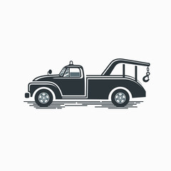 vintage towing illustration, logo template for towing service.