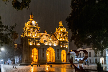 cathedral of cordoba argentina in rainy night large photo