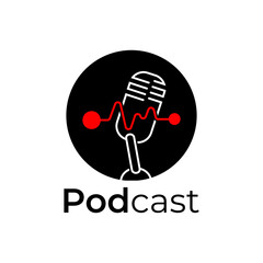 Podcast Icon Logo Design Element