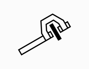 Screw micrometer icon. Simple flat micrometer logo template with black and white. Laboratory tool.