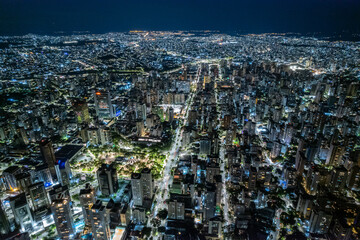 Fototapeta na wymiar Aerial view of the city of Belo Horizonte at night, Minas Gerais, Brazil.