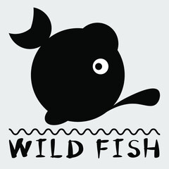 abstract minimal black fish logo made of circles and ovals