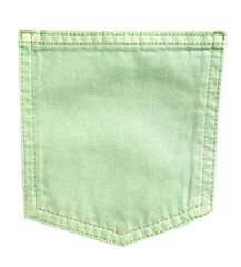 Light green denim pocket isolated on white