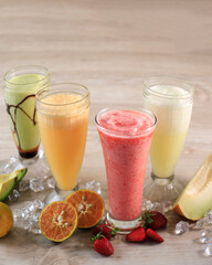 Various Fresh Juice on Glass