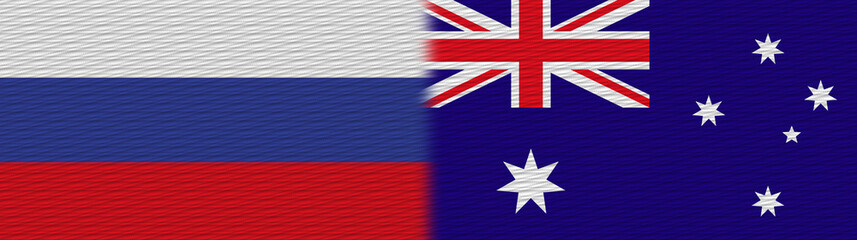 Australia and Russia Fabric Texture Flag – 3D Illustration
