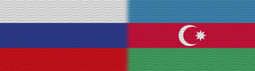 Azerbaijan and Russia Fabric Texture Flag – 3D Illustration