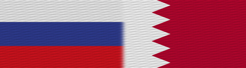 Bahrain and Russia Fabric Texture Flag – 3D Illustration