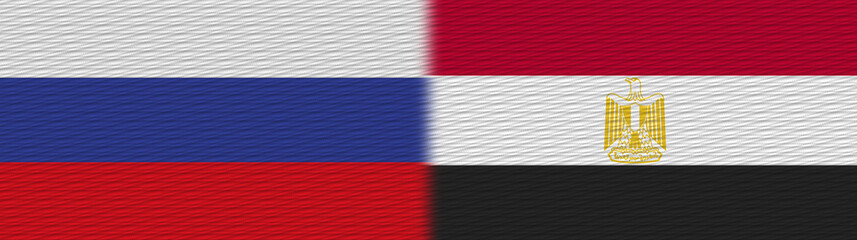 Egypt and Russia Fabric Texture Flag – 3D Illustration