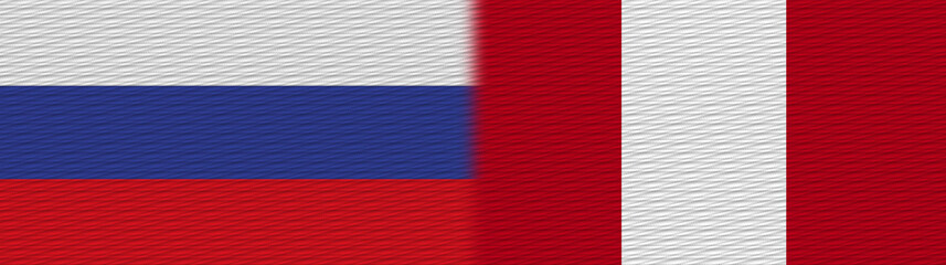 Peru and Russia Fabric Texture Flag – 3D Illustration