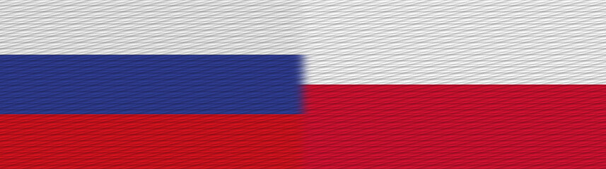 Poland and Russia Fabric Texture Flag – 3D Illustration