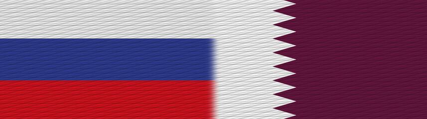 Qatar and Russia Fabric Texture Flag – 3D Illustration