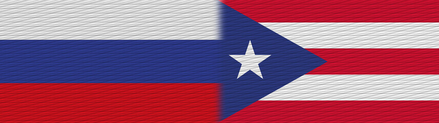 Puerto Rico and Russia Fabric Texture Flag – 3D Illustration