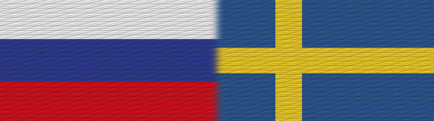 Sweden and Russia Fabric Texture Flag – 3D Illustration