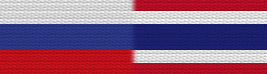 Thailand and Russia Fabric Texture Flag – 3D Illustration