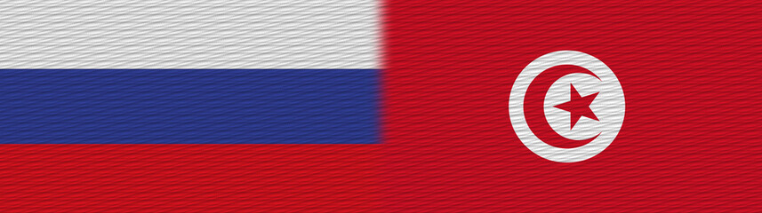 Tunisia and Russia Fabric Texture Flag – 3D Illustration