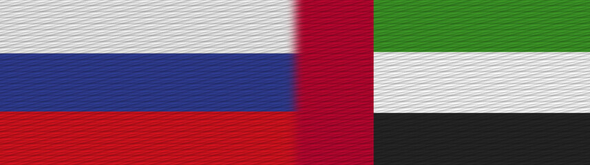 United Arap Emirates and Russia Fabric Texture Flag – 3D Illustration