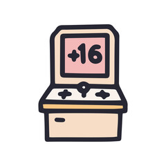 age restrictions for game machine color vector doodle simple icon