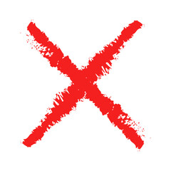 Red cross icon. X letter. Grunge style. Wrong symbol. Abstract shape. Choice concept. Vector illustration. Stock image. 