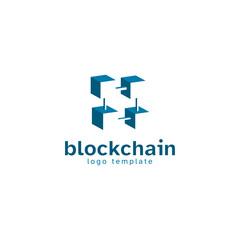 Creative 3d style blockchain icon vector logo