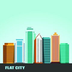 Vector flat illustration of city landscape.
