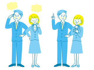 スーツ姿の男女の表情セット