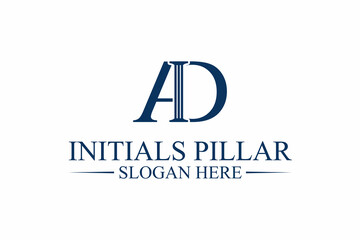 legal pillar logo, initial letter a/d. premium vector