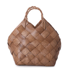 Obraz premium Stylish brown wicker basket isolated on white