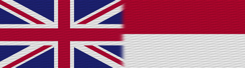 Indonesia and United Kingdom British Britain Fabric Texture Flag &ndash; 3D Illustration