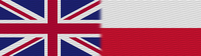 Poland and United Kingdom British Britain Fabric Texture Flag – 3D Illustration
