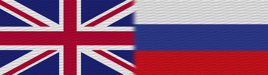 Russia and United Kingdom British Britain Fabric Texture Flag &ndash; 3D Illustration