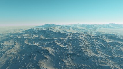 Fototapeta premium science fiction wallpaper, cosmic landscape, realistic exoplanet, abstract cosmic texture, beautiful alien planet in far space, detailed planet surface, abstract aerial view 3d render