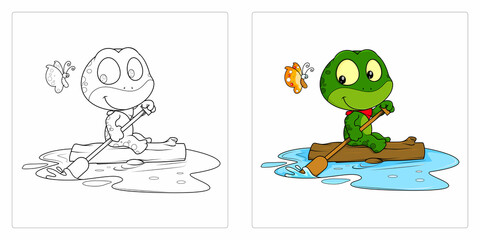 Hand drawn frog for coloring pages premium vector