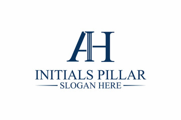 legal pillar logo, initial letter A/h. premium vector