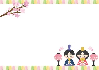 ひなまつり　手書き風イラストの素材　フレーム枠01