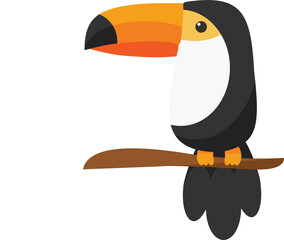 digital drawing of toucan perched on branch